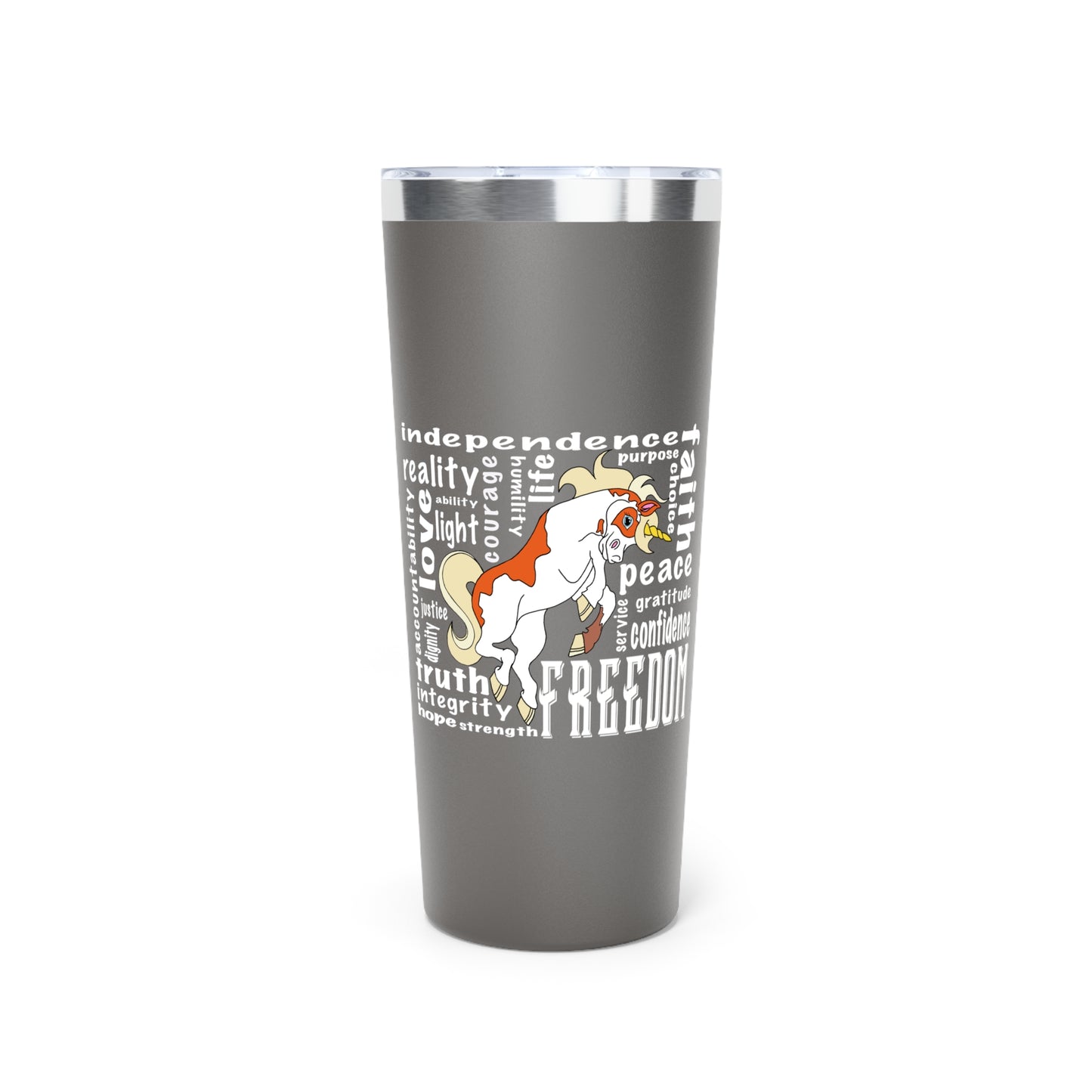 Unicorn Freedom Tumbler - 22oz Copper Insulated Mug, Gift for Unicorn Lovers, Travel Cup, Perfect for Independence Day, Fun Summer Accessory