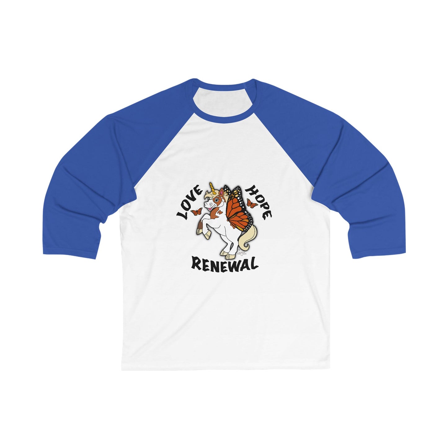 Unisex 3/4 Sleeve Baseball Tee - Love Hope Renewal, Casual Sports Shirt, Gift for Friends, Birthday Apparel, Inspirational Outfit