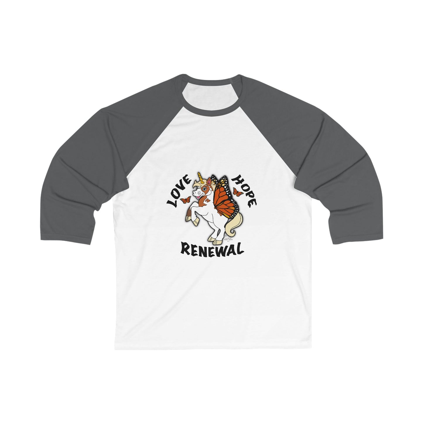 Unisex 3/4 Sleeve Baseball Tee - Love Hope Renewal, Casual Sports Shirt, Gift for Friends, Birthday Apparel, Inspirational Outfit