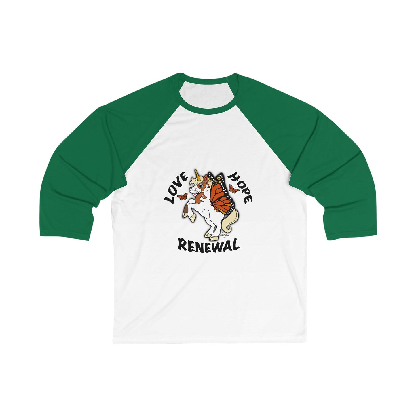 Unisex 3/4 Sleeve Baseball Tee - Love Hope Renewal, Casual Sports Shirt, Gift for Friends, Birthday Apparel, Inspirational Outfit