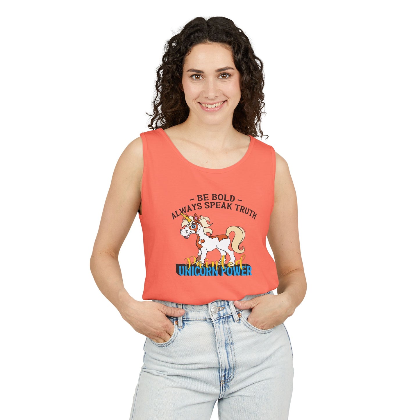 Whimsical Unicorn Power Tank Top, Fun Summer Tee, Bold Statement Top, Gift for Unicorn Lovers, Inspirational Crew