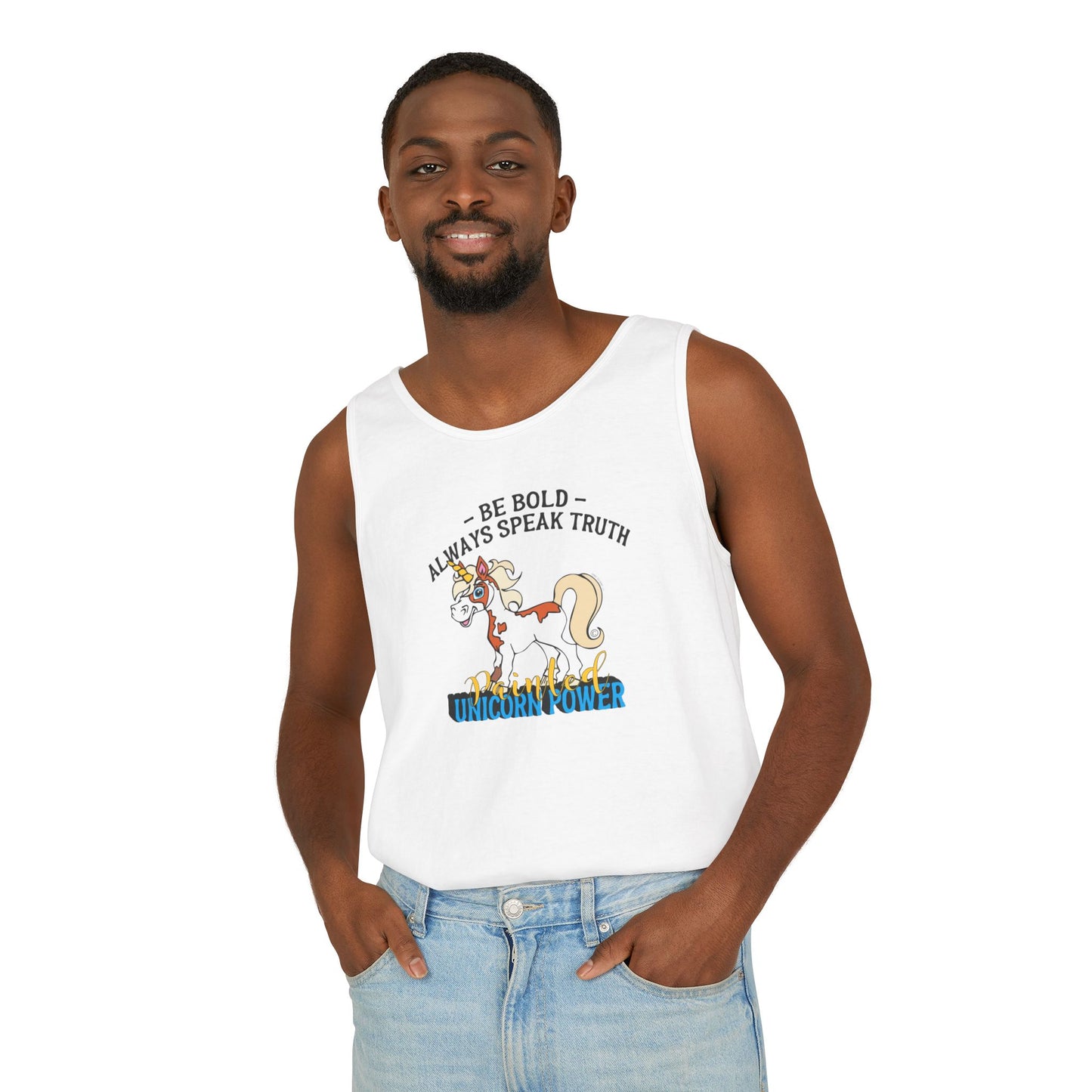 Whimsical Unicorn Power Tank Top, Fun Summer Tee, Bold Statement Top, Gift for Unicorn Lovers, Inspirational Crew