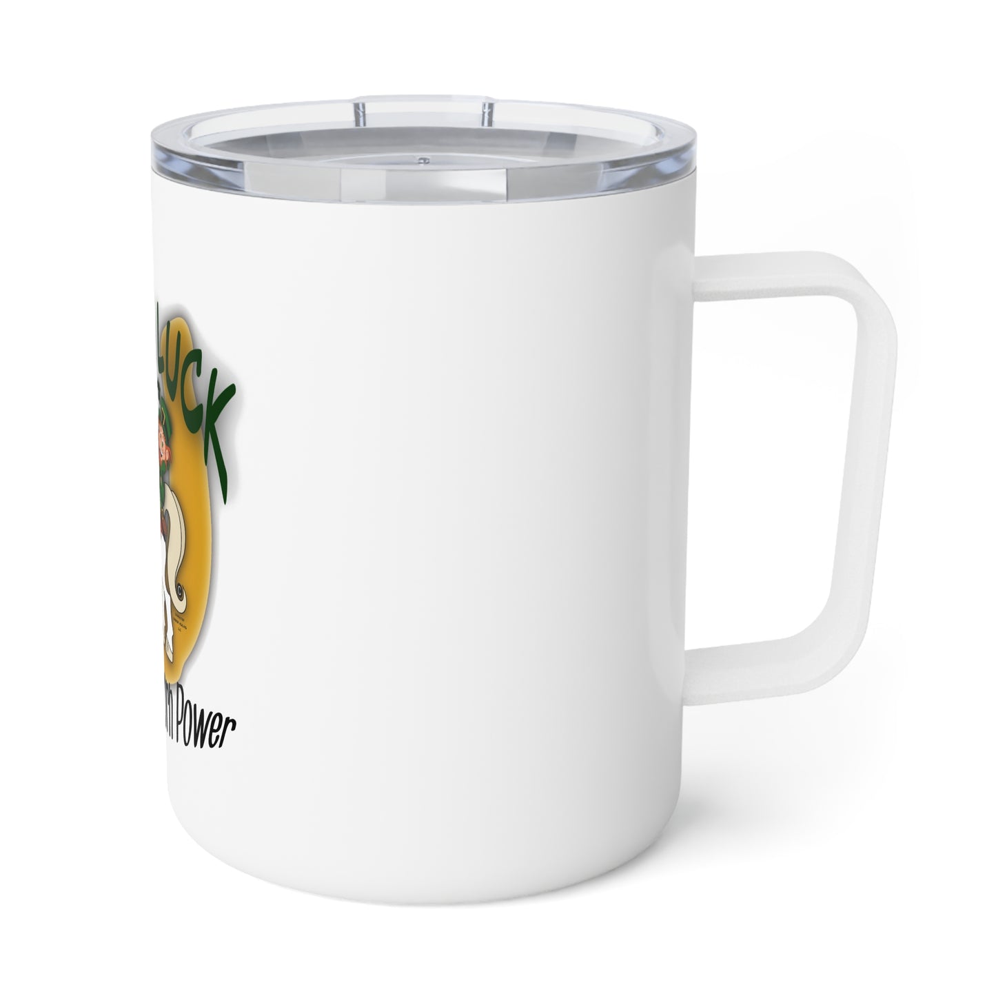 Insulated Coffee Mug - Love & Luck, St. Patrick's Day Gift, Unicorn Power, Cute Kitchen Decor, Fun Drinkware, Lucky Charm Mug