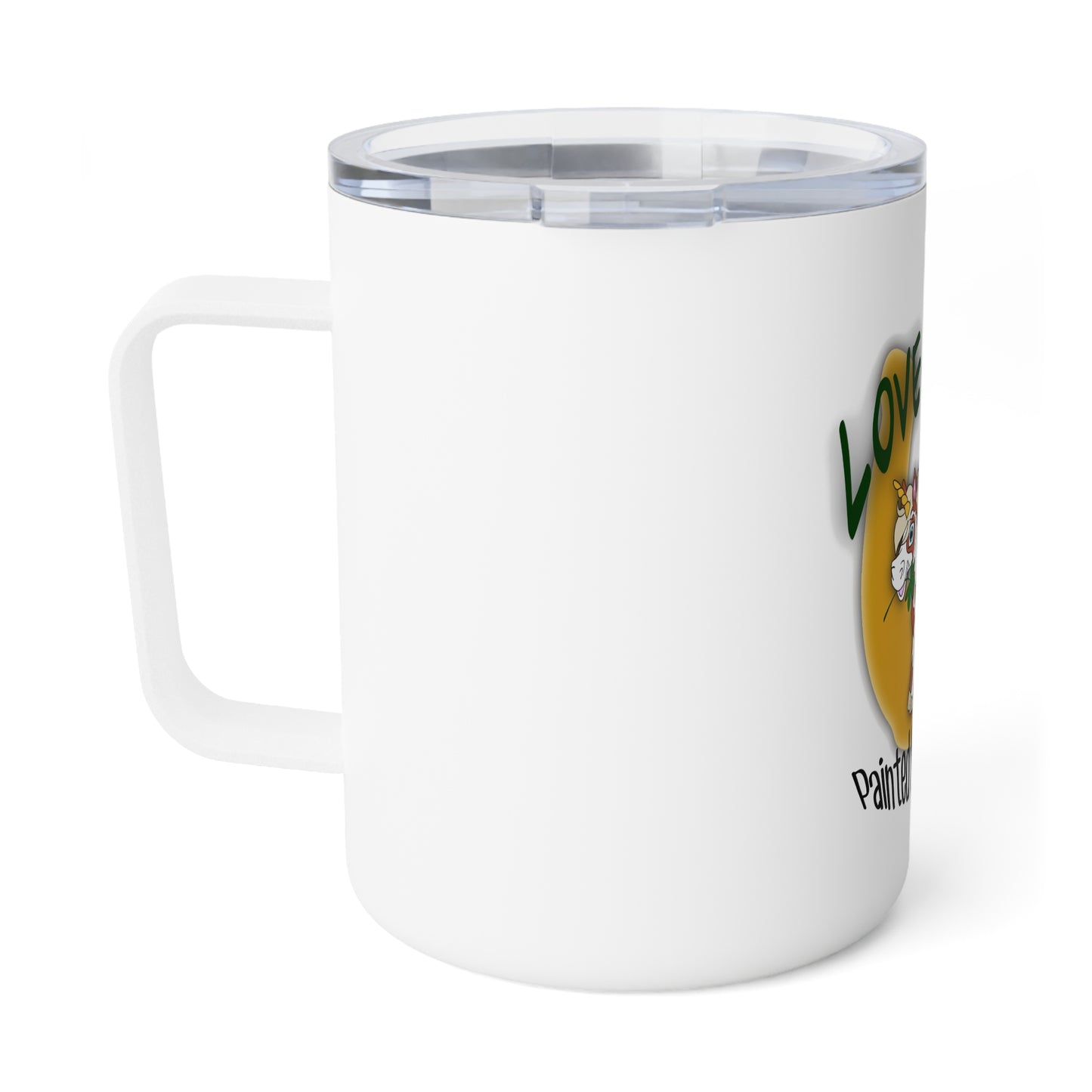 Insulated Coffee Mug - Love & Luck, St. Patrick's Day Gift, Unicorn Power, Cute Kitchen Decor, Fun Drinkware, Lucky Charm Mug