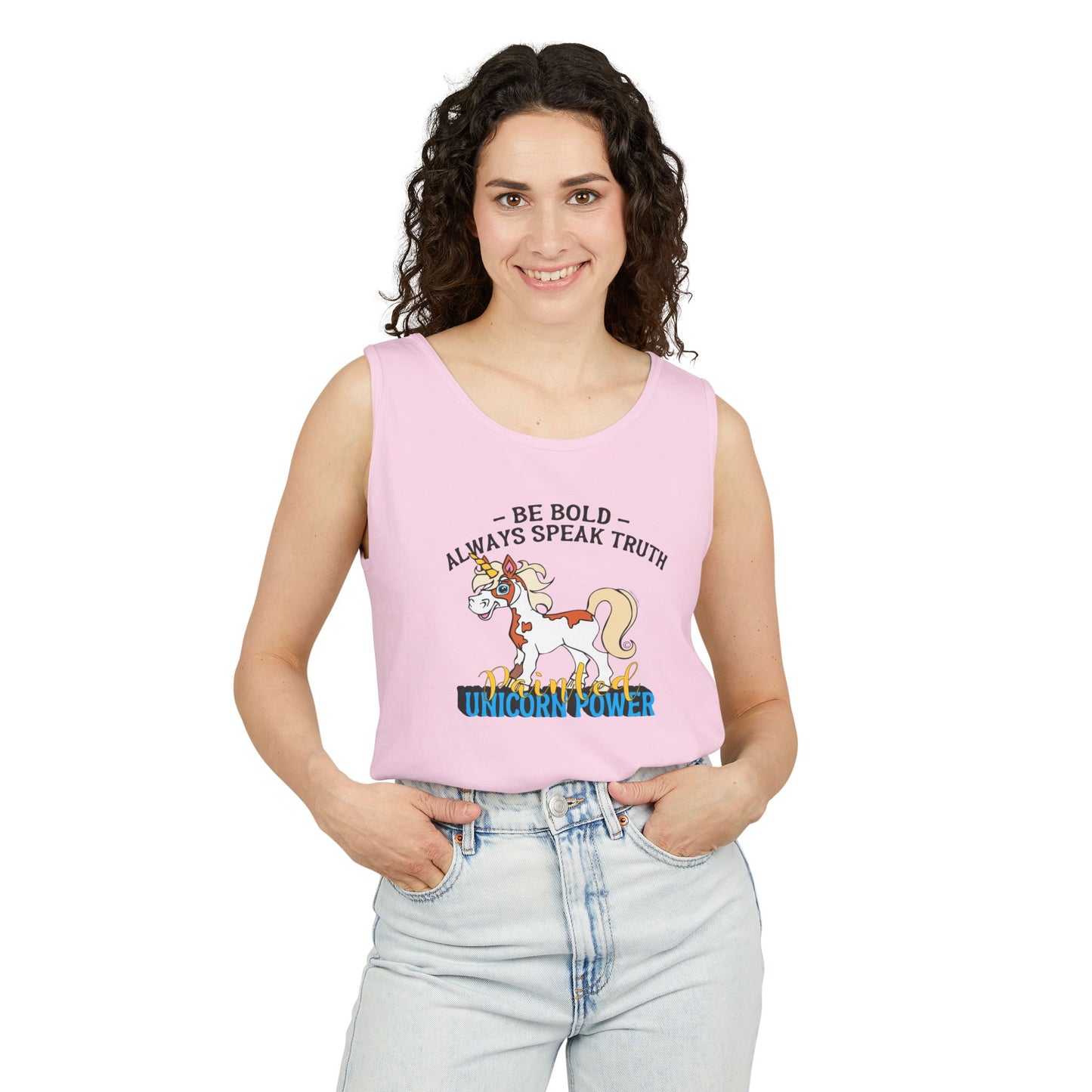 Whimsical Unicorn Power Tank Top, Fun Summer Tee, Bold Statement Top, Gift for Unicorn Lovers, Inspirational Crew