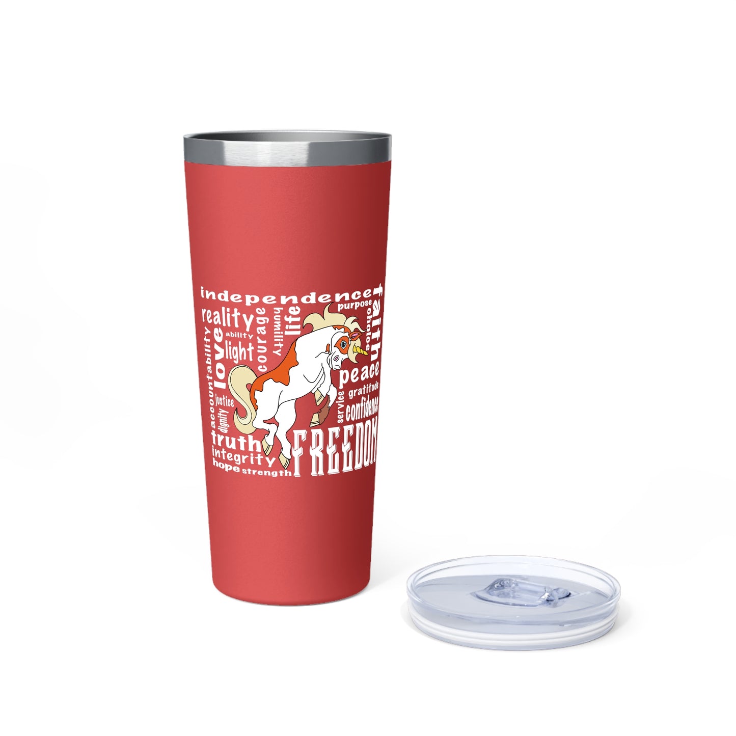Unicorn Freedom Tumbler - 22oz Copper Insulated Mug, Gift for Unicorn Lovers, Travel Cup, Perfect for Independence Day, Fun Summer Accessory