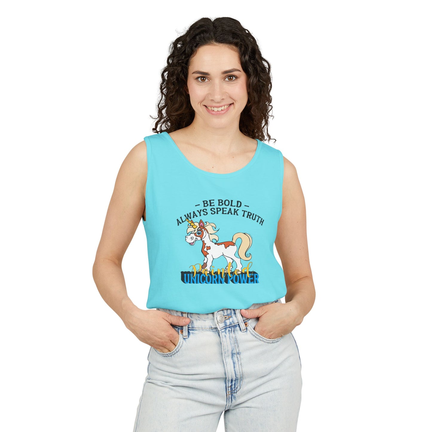Whimsical Unicorn Power Tank Top, Fun Summer Tee, Bold Statement Top, Gift for Unicorn Lovers, Inspirational Crew