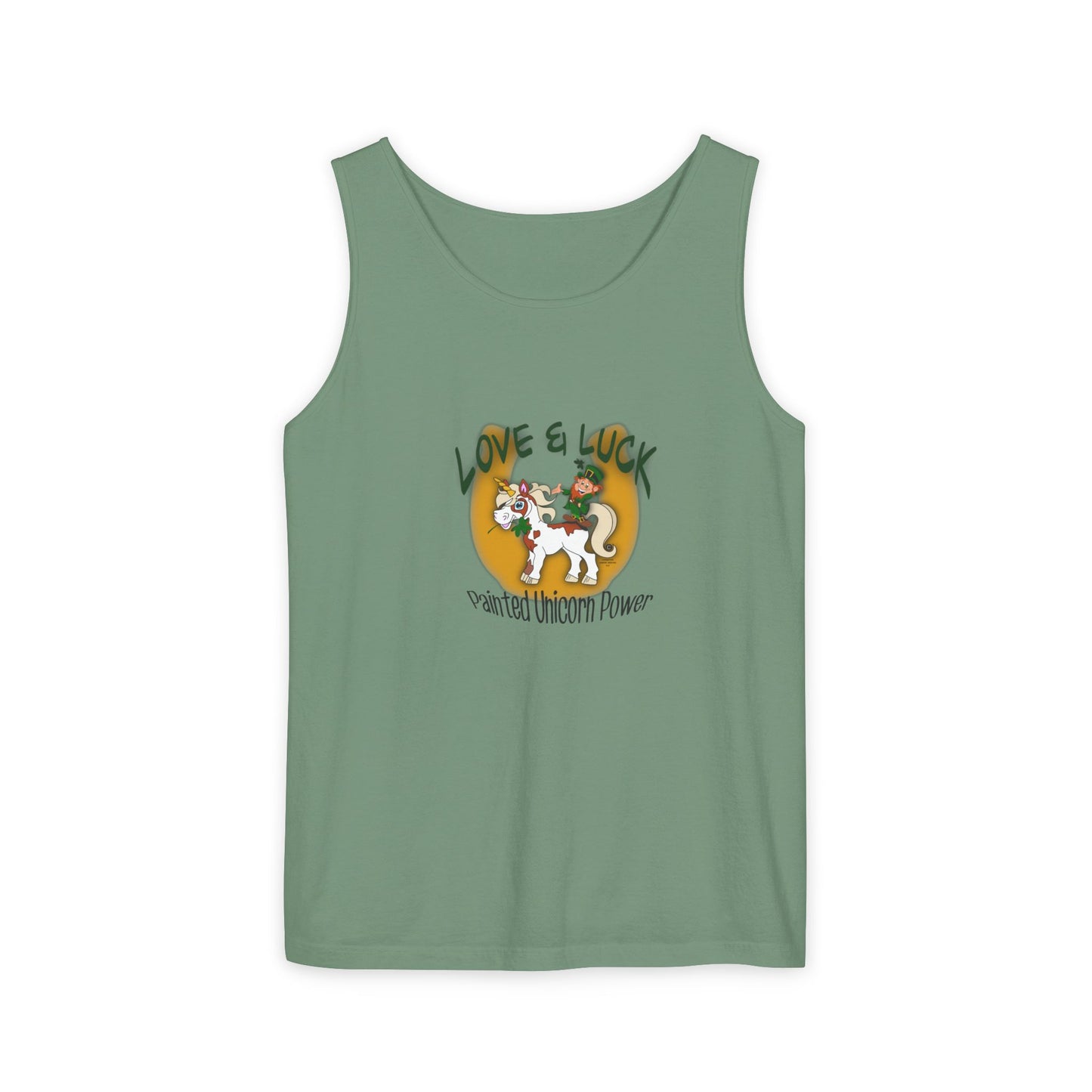 Magical Unicorn Tank Top, Love & Luck Graphic Tee, Unisex Summer Apparel, Perfect for Festivals, Gifts for Unicorn Lovers, Casual Beach Wear