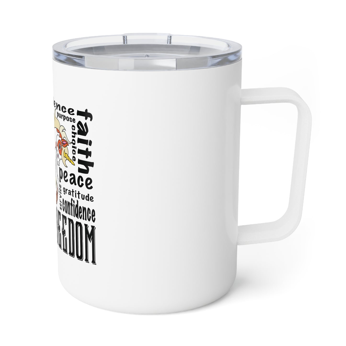 Magical Freedom Unicorn Insulated Coffee Mug, Motivational Gift, Adventure Coffee Cup, 10oz Travel Mug, Inspirational Drinkware