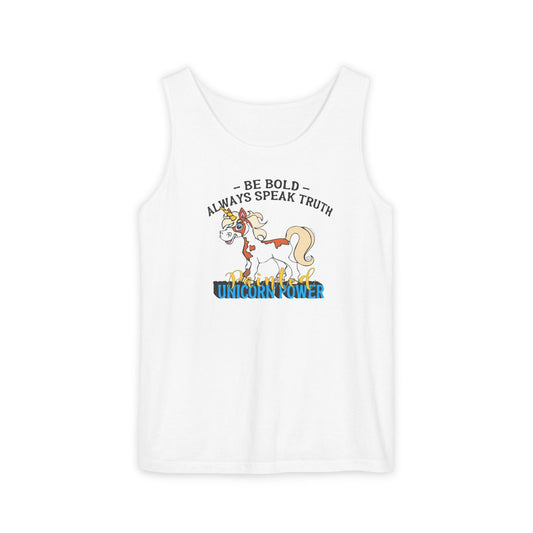 Whimsical Unicorn Power Tank Top, Fun Summer Tee, Bold Statement Top, Gift for Unicorn Lovers, Inspirational Crew